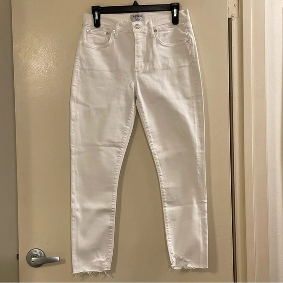 AGOLDE NWOT Sophie High Rise Crop Skinny Jeans in Sanction White - Picture 5 of 9